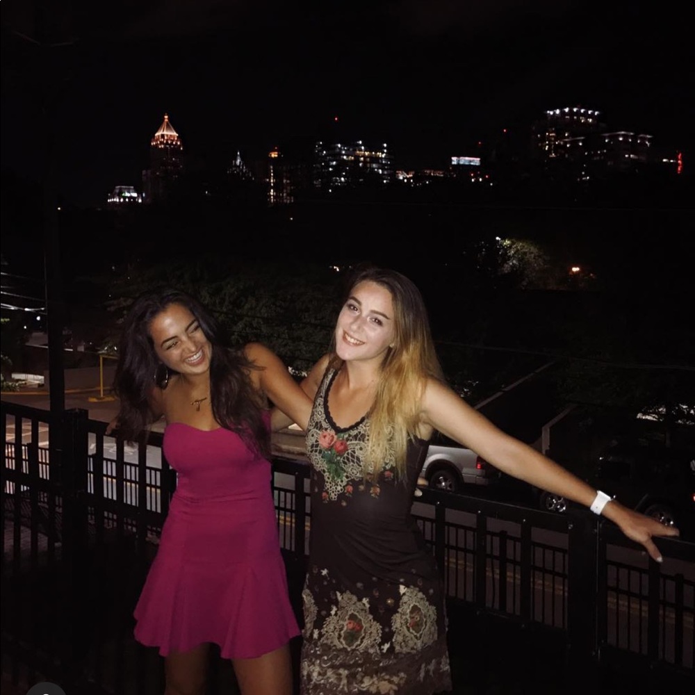 Iconic XS Devlin strapless pink dress